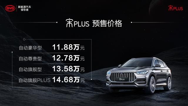 旷世容颜的宋Plus，预售价11.88万—14.68万元