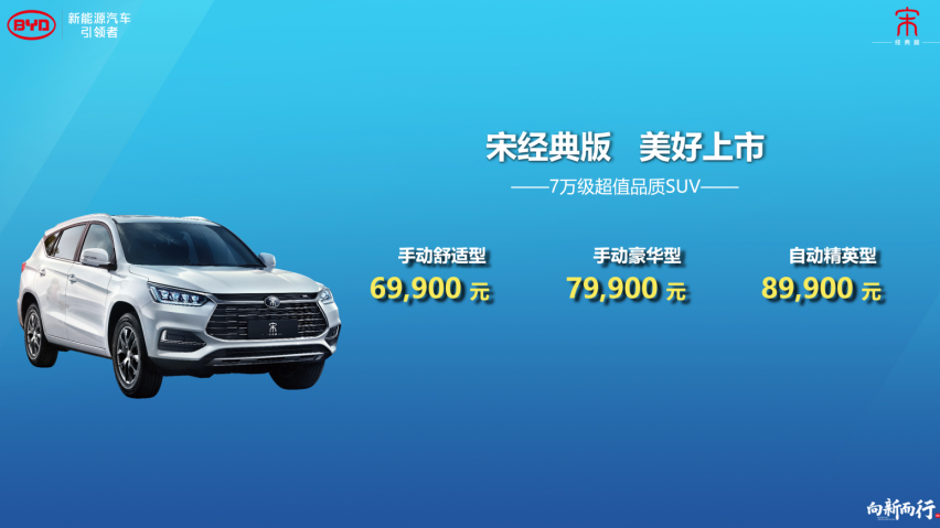 售价6.99-8.99万元 比亚迪宋经典版上市