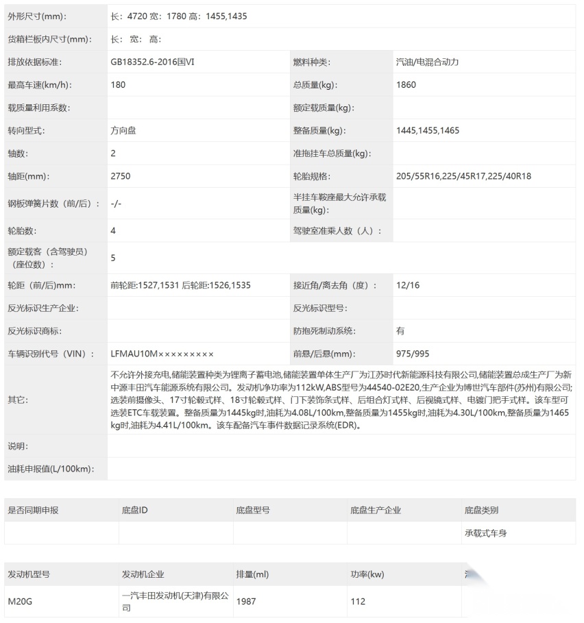 搭载2.0L混动系统 丰田亚洲狮双擎将于8月6日上市 外形无变动