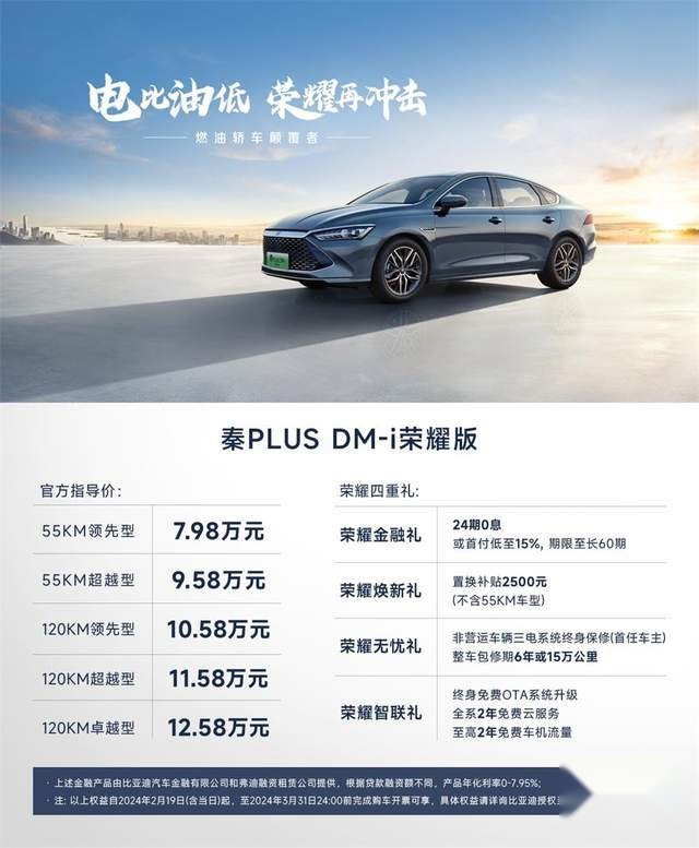 比亚迪开年即王炸 秦PLUS、驱逐舰05荣耀版7.98万起