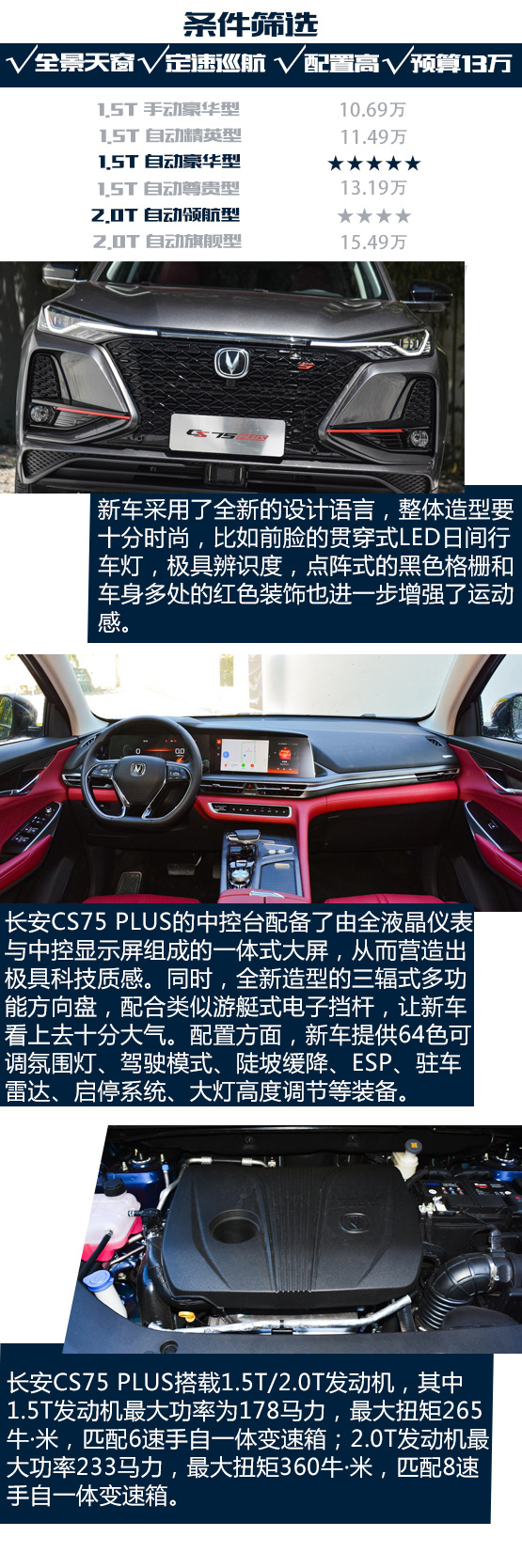 不只是加长那么简单 长安CS75 Plus哪款配置更值得入手