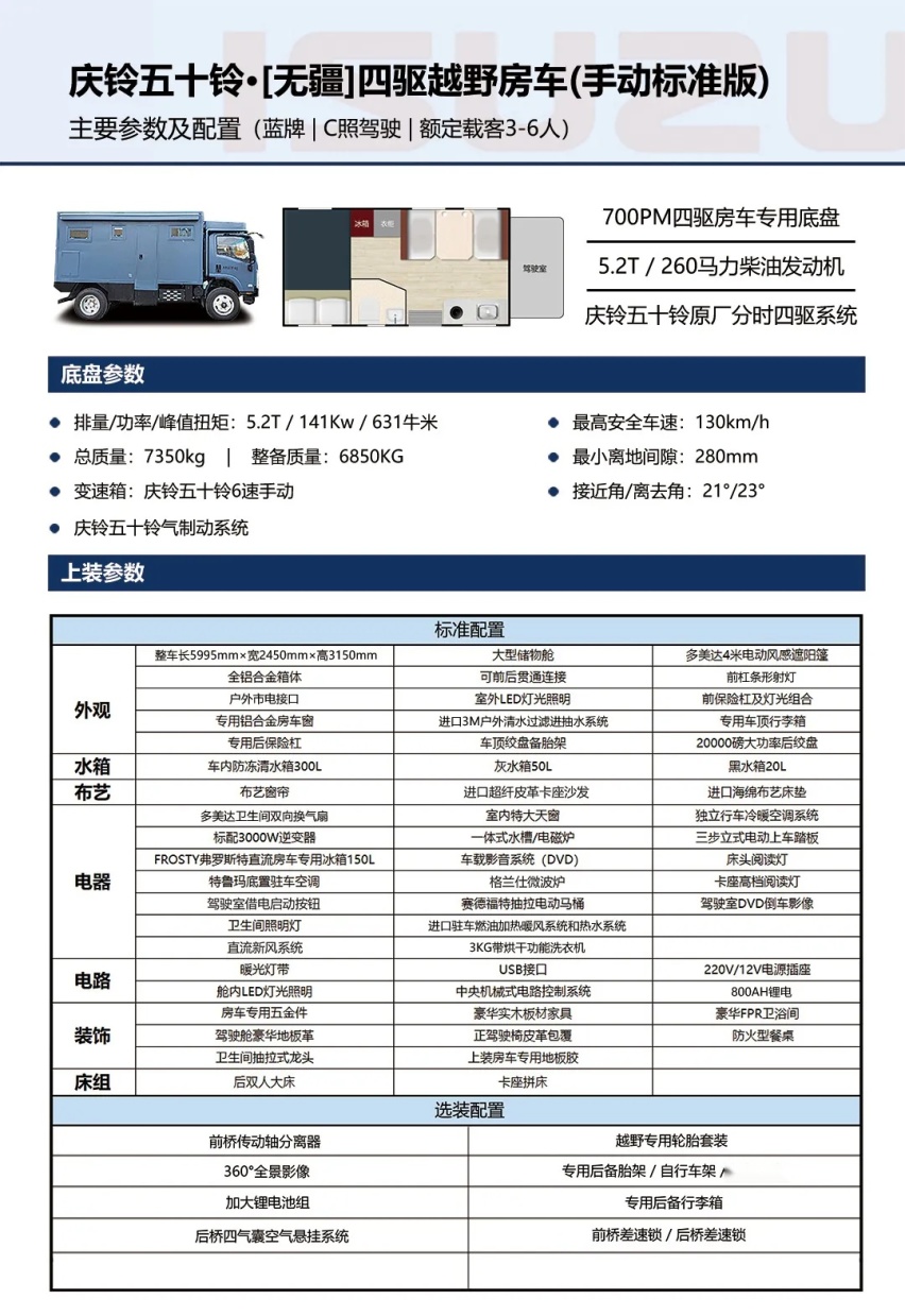 五十铃原厂 「无疆」四驱越野房车，无敌的存在