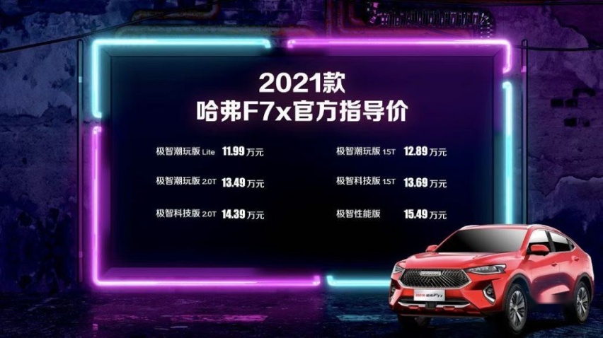 上新了！2021款哈弗F7/F7x，售价11.18万起