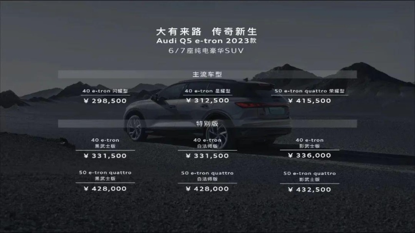 起售不到30万，升级配置续航增加，2023款奥迪Q5 e-tron上市