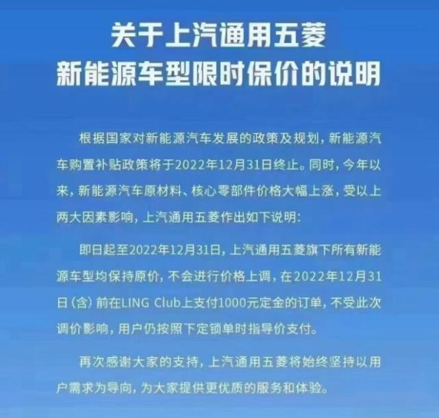 国民电动要涨价？！五菱新能源车型推出限时保价