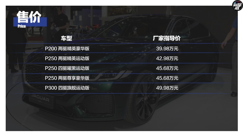 推荐P250 两驱精英运动版 新款捷豹XFL购车手册