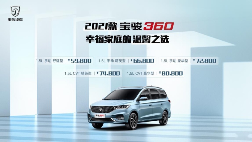 2021款宝骏360上市，售价5.98万起