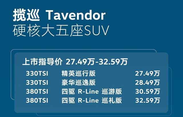 27.49万起，一汽-大众“硬核大五座SUV”揽巡上市