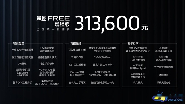 岚图FREE正式开启预售 预售价31.36-33.36万元