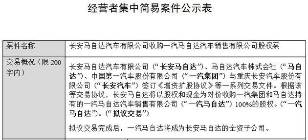 一个马自达的日子不远了，南北马自达合并进入审查阶段