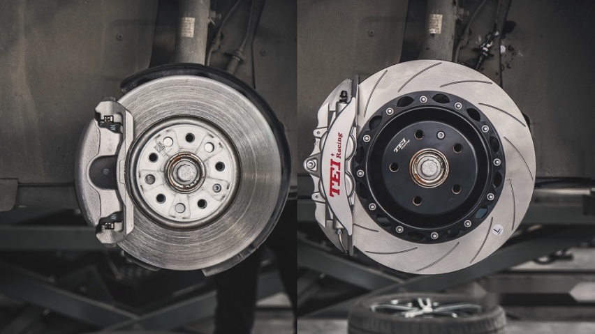 刹车改装案例分享~TEI Racing刹车P40NS+四活塞卡钳套件