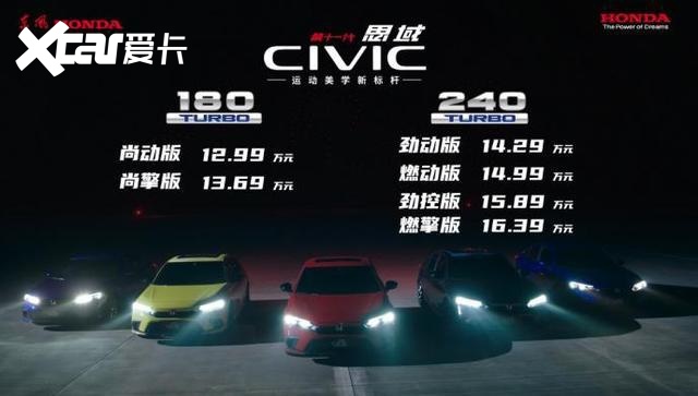 东风Honda第十一代思域上市，售12.99万元—16.39万元