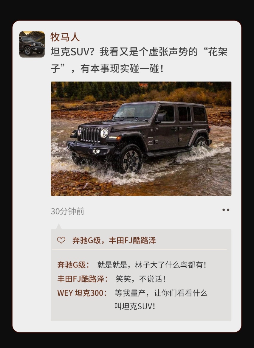 我 坦克！碾压所有SUV！有问题吗？