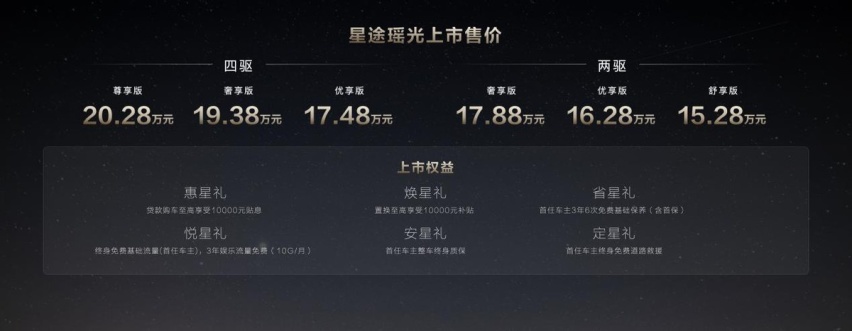 星途瑶光华西战区上市 售价15.28-20.28万元