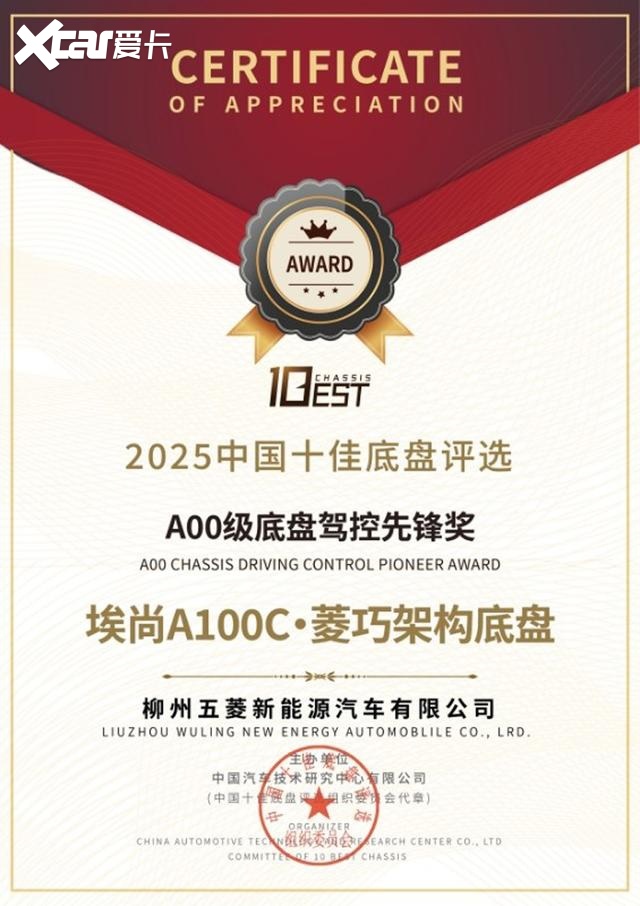小车也有大作为！埃尚A100C勇夺“A00级底盘驾控先锋奖”