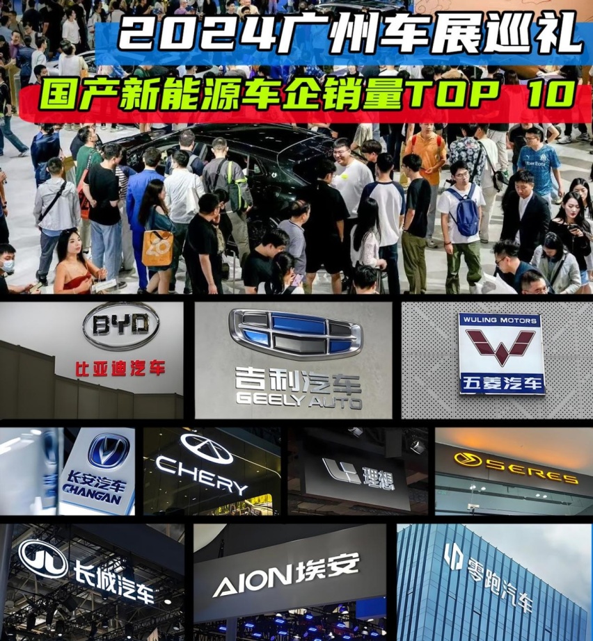 广州车展巡礼 | 国产新能源车企1-10月销量TOP 10，比亚迪遥遥