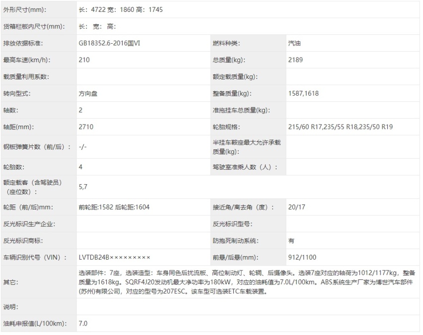 新增2.0T发动机 瑞虎8 PLUS 2.0T车型申报图曝光