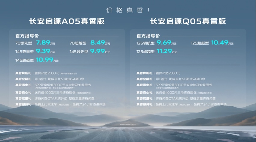 车如其名 售7.89万起 长安启源A05/Q05真香版正式上市