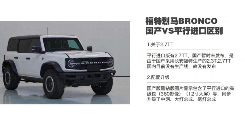 福特烈马BRONCO不可能100%国产！它跟进口版有啥区别？