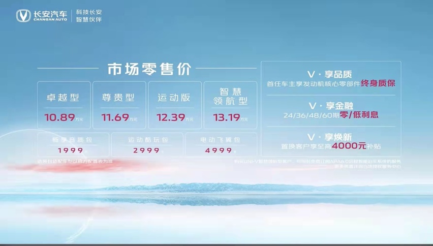 电动尾翼＋赛道模式，长安UNI-V上市，售价10.89万起