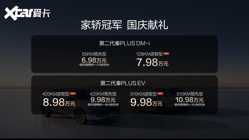 家轿冠军国庆献礼 第二代秦PLUS上新6.98万元起