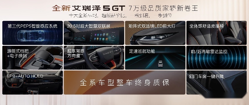 售价7.99万元起 全新艾瑞泽5 GT席卷A级家轿上市