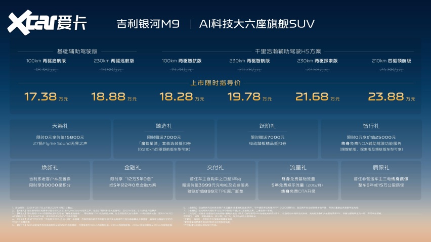限时17.38万元起，吉利银河M9上市，开启AI出行新时代