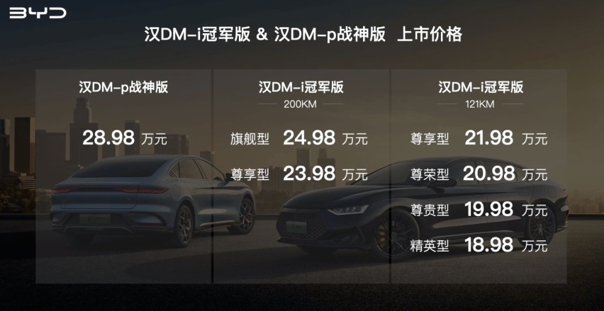 比亚迪汉家族新增两位成员 售18.98万起