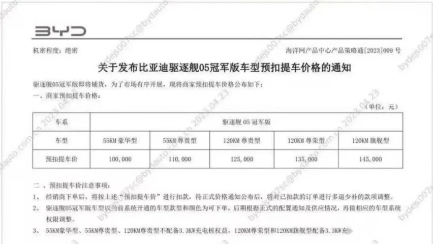 还看啥秦PLUS？驱逐舰05冠军版或将5月上市，降价1.28万-3.1