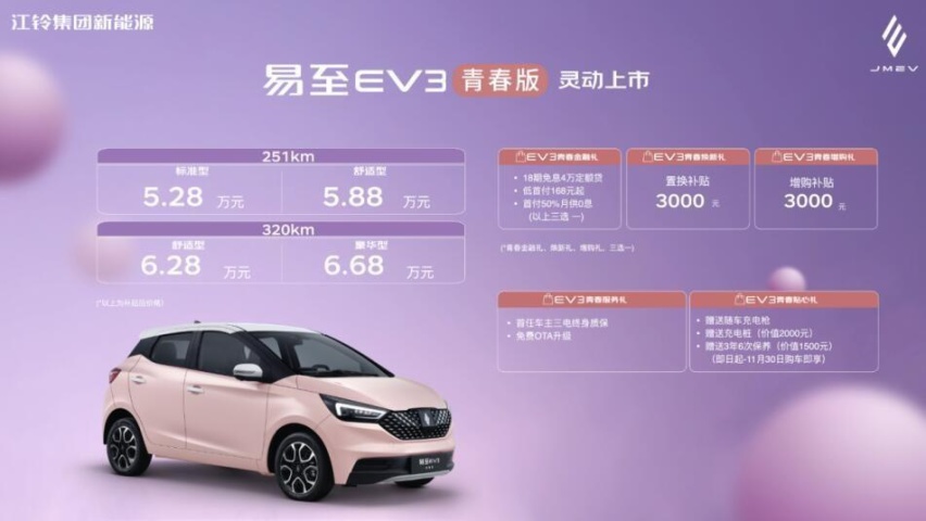为中国年轻家庭而生，易至EV3青春版售5.28万元起