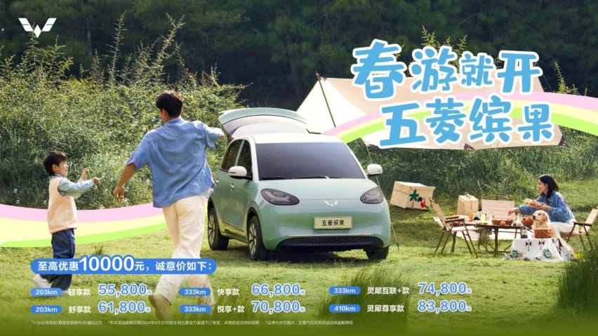 五菱缤果系列3月销量12694台，周年庆至高优惠10000元！
