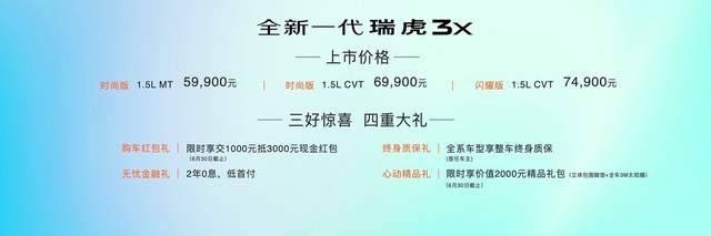 全新一代瑞虎3X 19项产品升级，售价5.99万元起