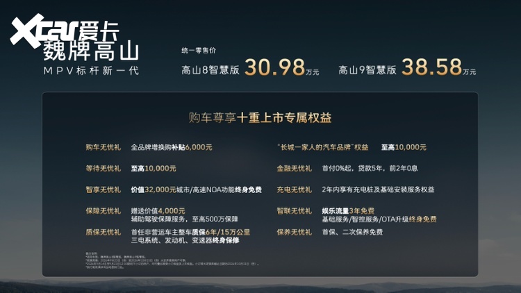 全球家庭造更好的MPV，魏牌高山智慧版正式上市，售价30.98万元起
