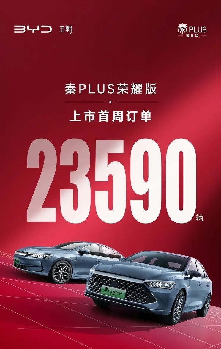 每天车闻：比亚迪秦PLUS荣耀版首周订单达23590台