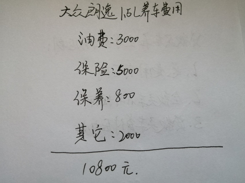 月薪7000无压力，大众朗逸1.5L用车成本分析