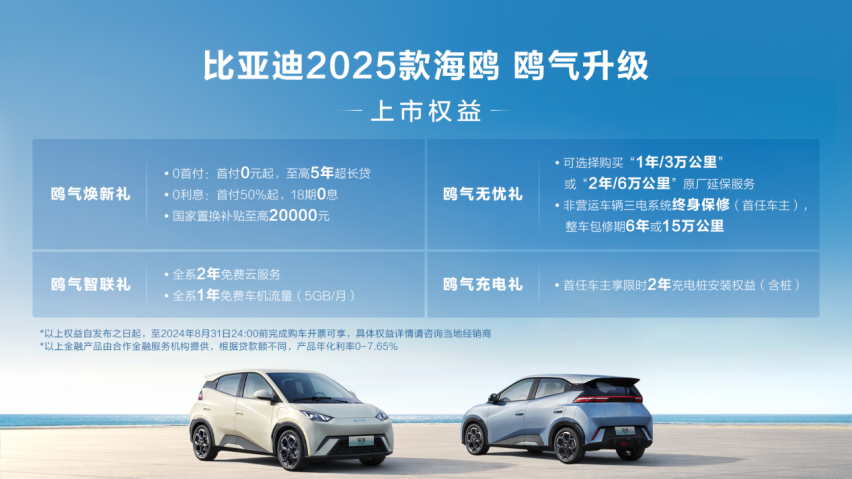 12项升级 比亚迪2025款海鸥正式上市 售6.98万元-8.58万元