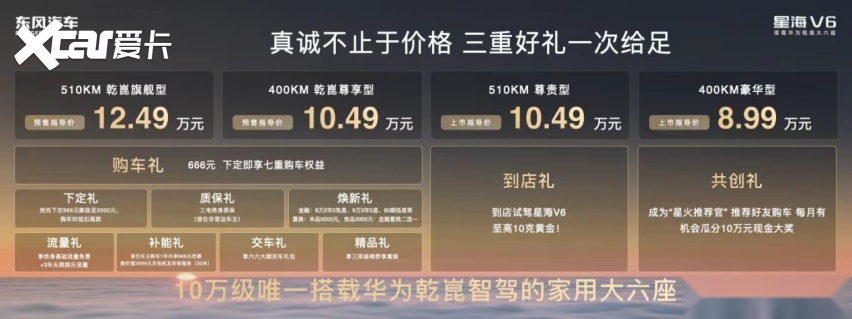 10万级唯一华为乾崑智驾大六座,星海V6开启预售,10.49万元起