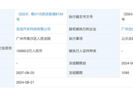 某新势力所持超 1 亿股权被冻结！