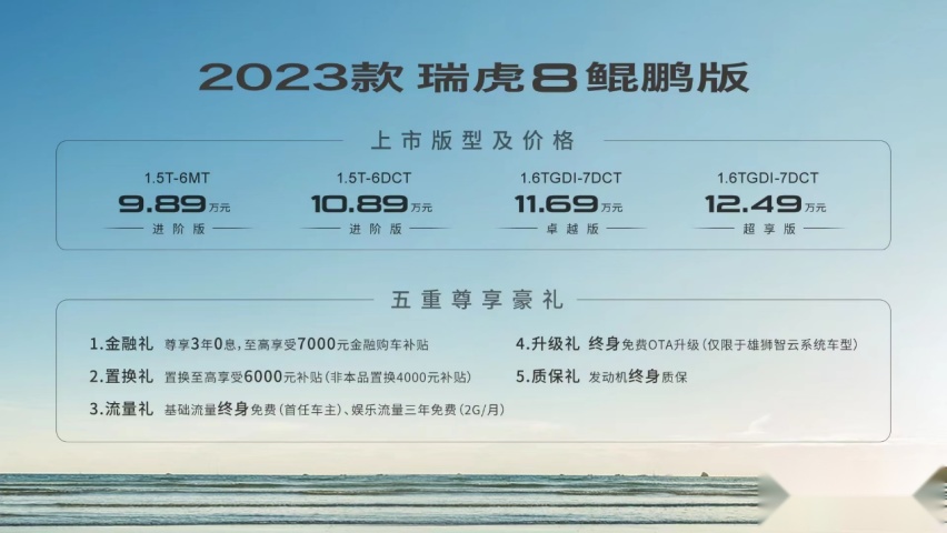 十大全系标配 2023款瑞虎8鲲鹏版正式上市