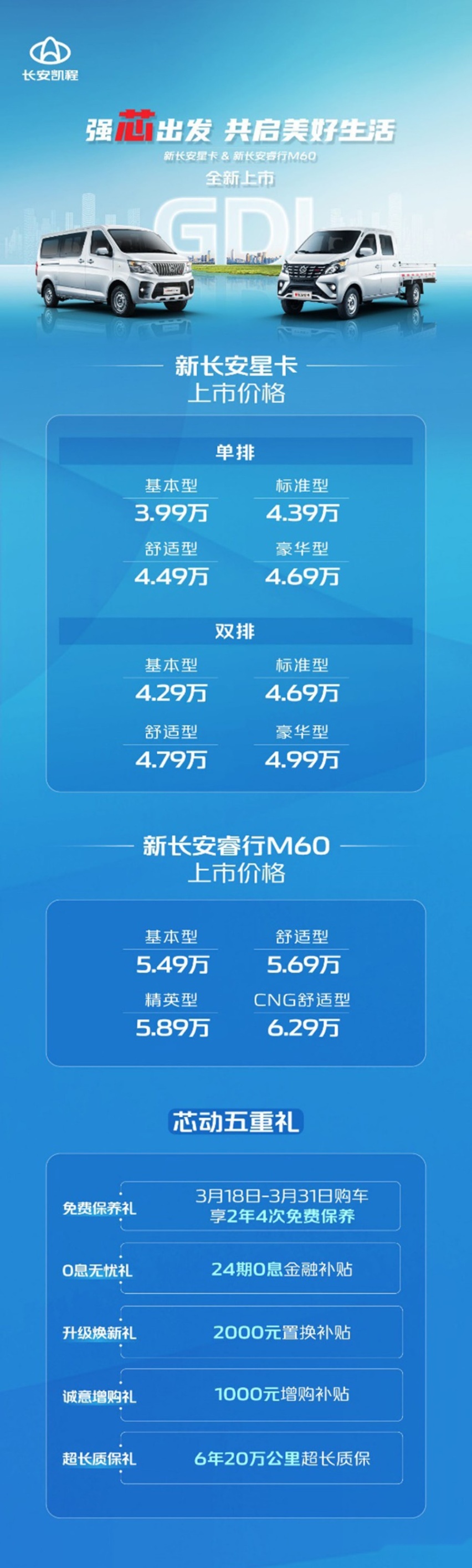 GDI动力赋能价值，长安凯程新车正式上市，售价3.99万元起
