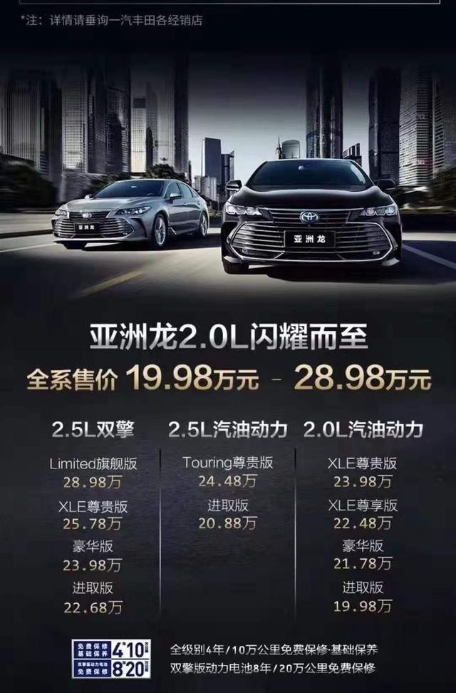 售价20万起，2.0L零百加速15秒外，这样的亚洲龙你买吗？