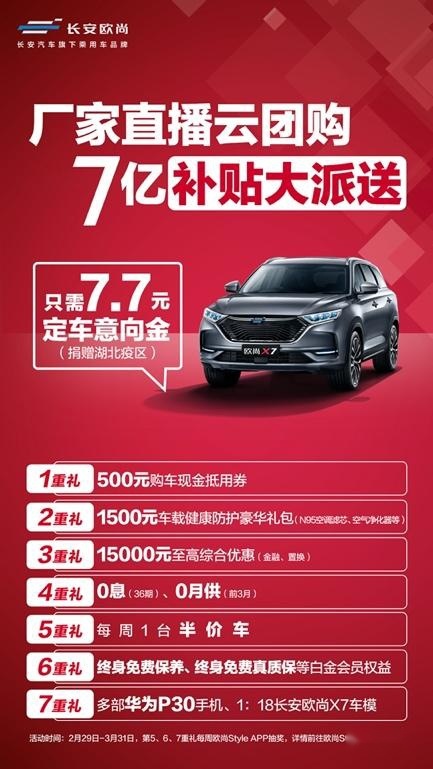 销量/增幅双线上升 爆款小生长安欧尚X7与车主共赢战疫