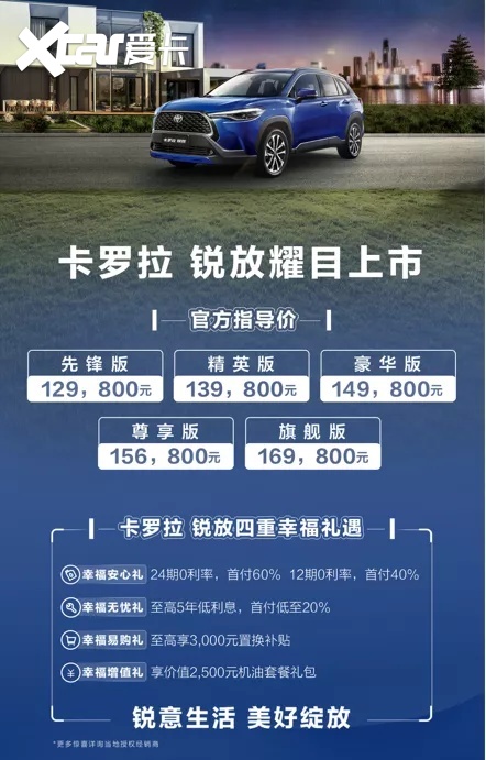 售价12.98万元-16.98万元 卡罗拉 锐放正式上市