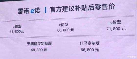 “成都车展”雷诺e诺正式上市，补贴后售6.18-7.18万元