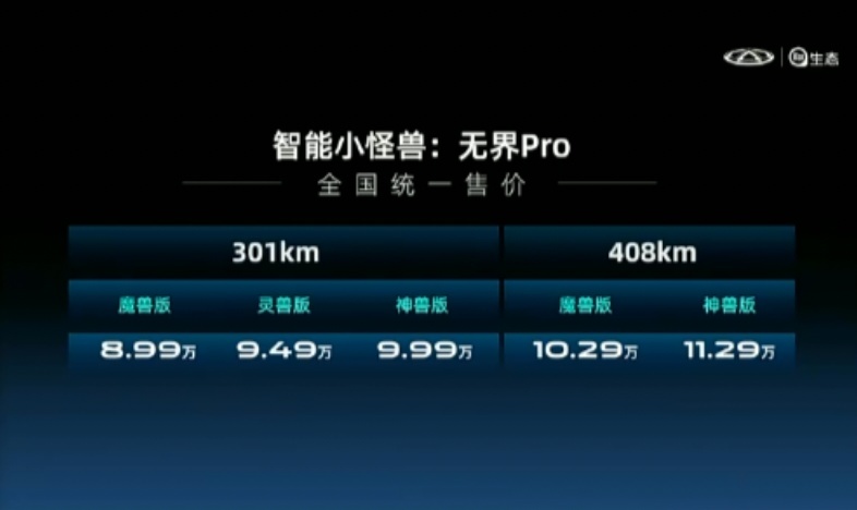 8.99万元起，奇瑞新能源无界Pro两种续航5款配置应该怎么选？