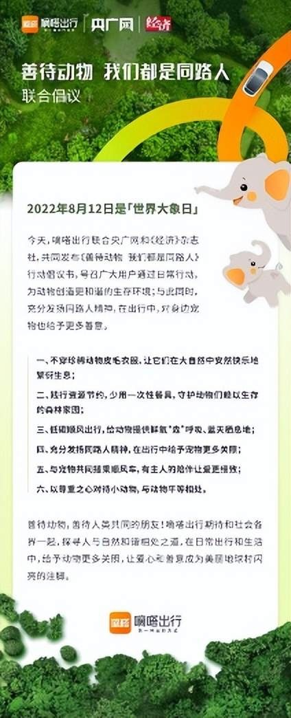 世界大象日 嘀嗒出行发起“与象同行 我们都是同路人”有奖征集