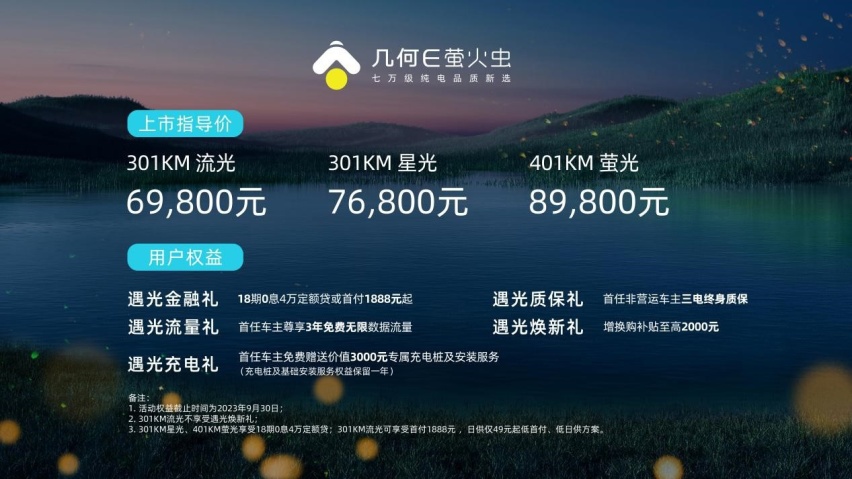 6.98万起，几何E萤火虫上市，纯电小车还送充电桩