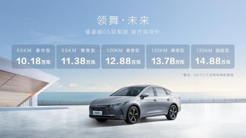 比亚迪再出新卷王，驱逐舰05冠军版焕新上市，售价10.18万起