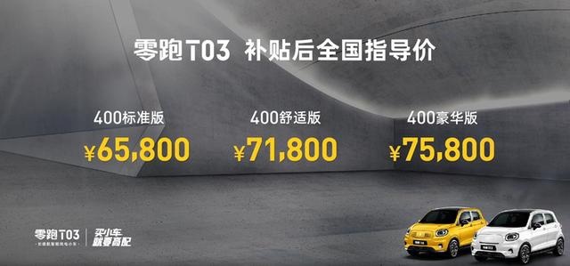 全新零跑T03正式上市 售6.58-7.58万元 续航403km