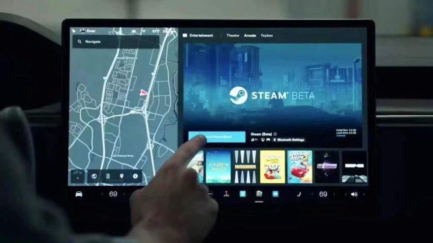 开特斯拉还能同时玩Steam，马斯克给韭菜们上科技了？